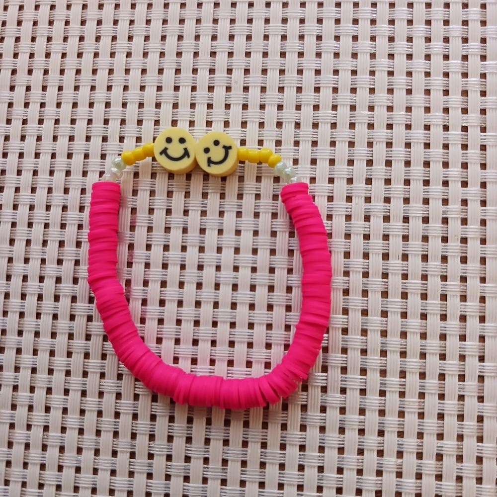 Pink and Yellow Smiley Kids Bracelet